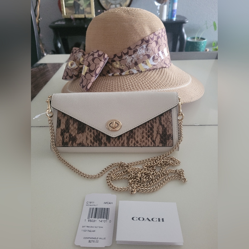 COACH Slim Envelope Wallet on Chain Plus Medium Size Straw Hat!